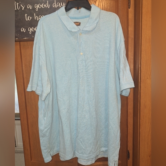 Foundry Heathered Blue and Light Blue Polo Shirts In A Size 4XL. Casual, Summer - Picture 2 of 11